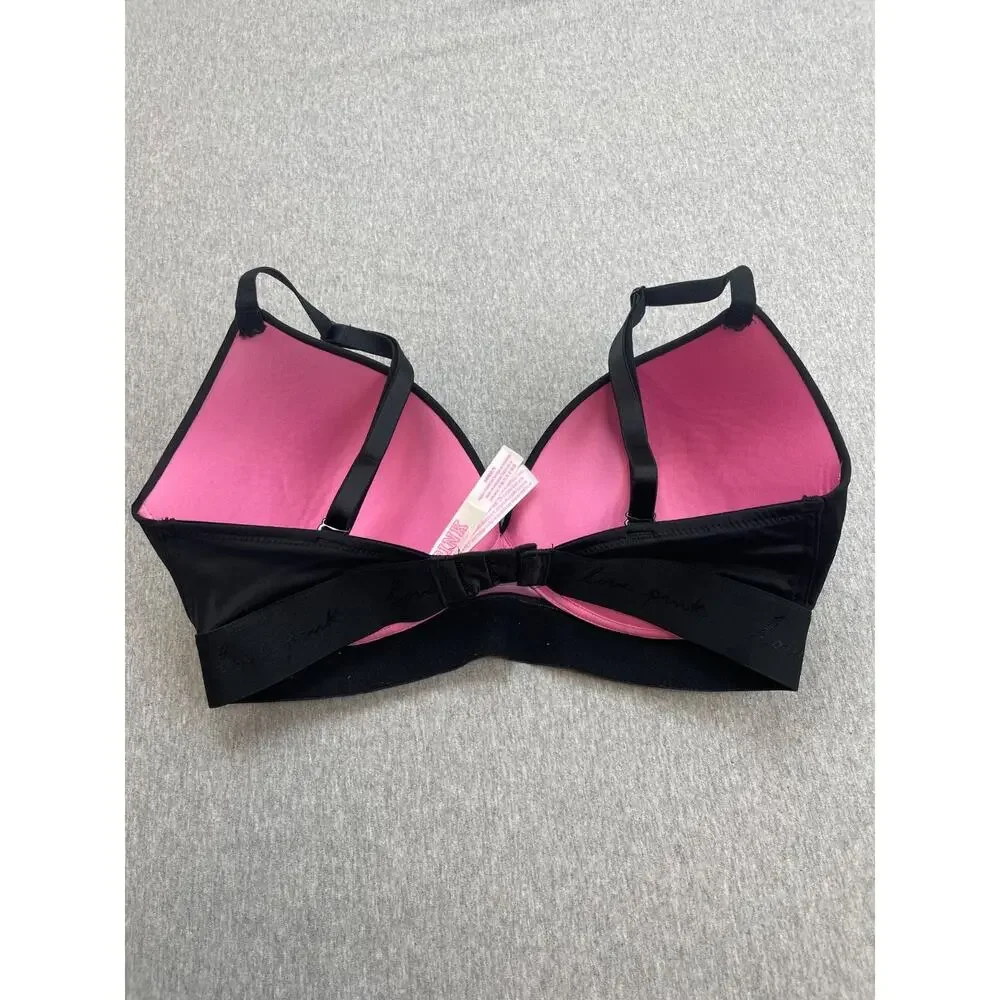 Victorias Secret PINK Bra Womens 34DD Black Wear Everywhere Wireless Push Up
